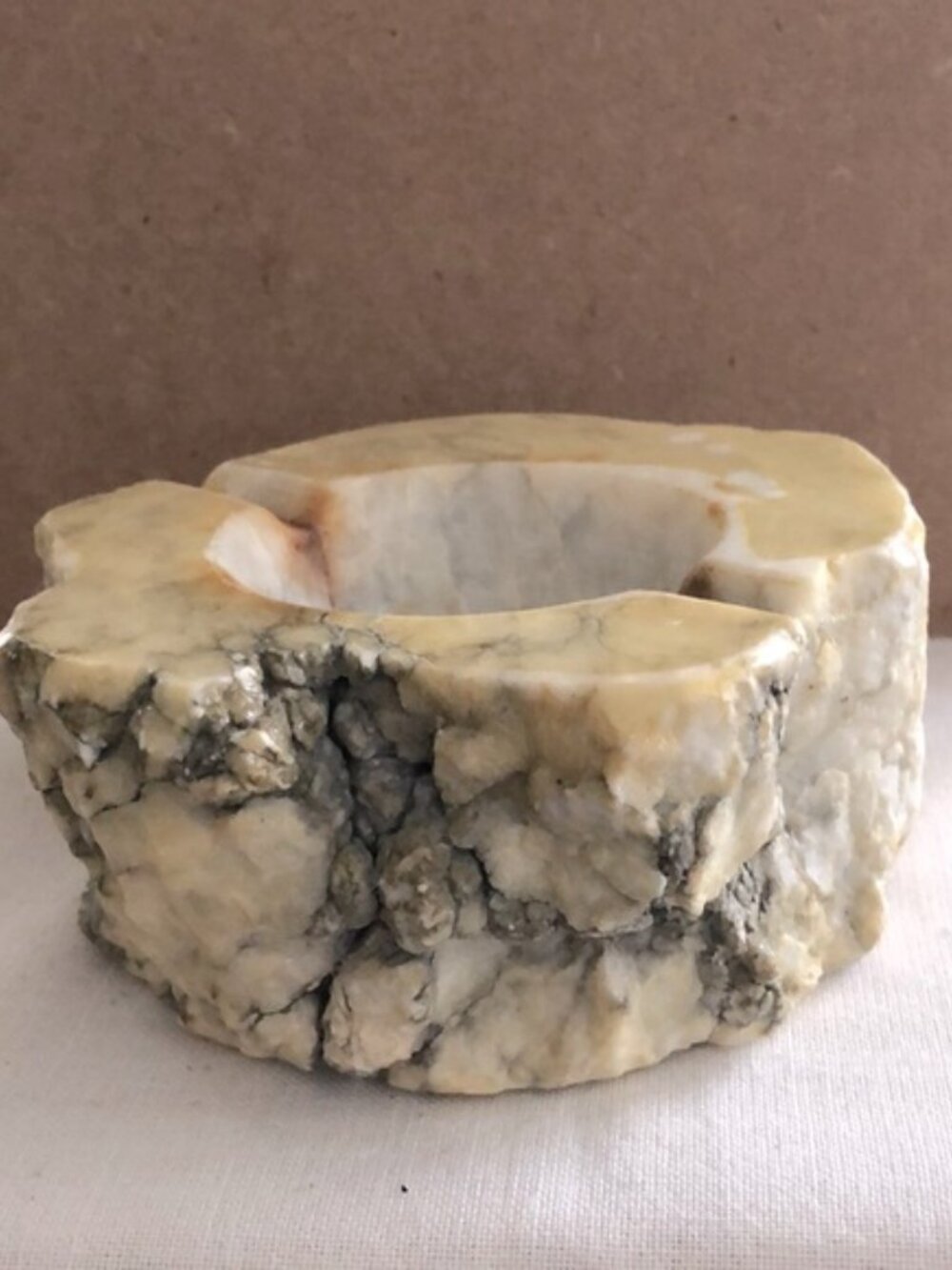 Large Vintage Marble Ashtray Yellow Italy - Picture 2 of 4